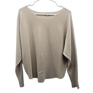 Vila Milano Beige Taupe Sweater Dolman Sleeves Minimalist Closet Staple Soft L